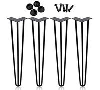 Ansobea Table en Épingle Hairpin Legs Lot de 4 Pieds de Table en métal Noir 12 mm Pieds de Table en Acier 3 Barres 40 cm