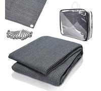 Ansobea Tapis Camping 2,5 x 5 m - avec 12 Trous, 13 piquets et Sac de Transport - en polyéthylène Haute densité - Respirant, antidérapant - Gris Bleu