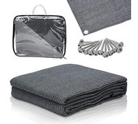 Ansobea Tapis d'Auvent de Qualité Supérieure - Gris Bleuâtre, en Polyéthylène Haute Densité pour Camping, 300x300cm, avec 12 Trous, 13 Piquets et Sac