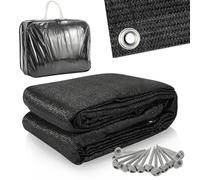 Ansobea Tapis d'auvent de qualité supérieure, Tapis de Tente Noir, Tapis de Camping en polyéthylène Haute densité, Tapis pour Tente avec 12 Trous, 13 piquets et Sac de, 300x600cm