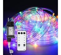 Ansobea Tuyau lumineux extérieur 10 m 100 LED - 8 modes - Pour Noël, fête - Avec télécommande - Étanche - Multicolore