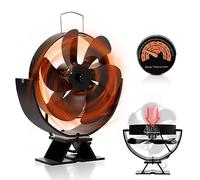 Ansobea Ventilateur de poêle à 6 pales fonctionnement silencieux avec thermomètre Ventilateur de cheminée alimenté par la chaleur pour poêles à bois cheminées poêles à granulés Angle réglable