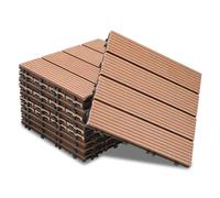 Ansobea WPC Dalles de terrasse, 30x30 Dalles de bois Set de 33 pièces pour 3m², Dalles de balcon aspect bois, Revêtement de sol de balcon avec système de clic, Dalles de terrasse étanches pour balcon