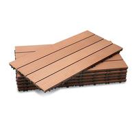 Ansobea WPC - Lot de 6 dalles de terrasse en bois - 30 x 60 cm - Pour 1 m² - Aspect bois - Revêtement de sol de balcon avec système à clic - Imperméables - Pour balcon et terrasse (marron)