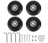 Ansodo Lot de 4 roues de rechange pour valise, 50 x 18 mm avec accessoires à roulements, roulettes de voyage en caoutchouc à rotation lisse à 360°, kit de remplacement pour roues de valise, noir, Noir