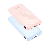 ANSODY Power Bank Lot de 2 Batteries externes 10 000 mAh, 22,5 W, Petit mais Puissant, avec écran LED, Compatible avec iPhone 17-12 X Pro Max Mini Plus S25 AirPods iPad etc. (Noir et (Bleu et Rose)