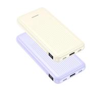 ANSODY Power Bank Lot de 2 batteries externes 10 000 mAh, 22,5 W, petit mais puissant, avec écran LED, compatible avec iPhone 17-12 X Pro Max Mini Plus S25 AirPods iPad etc. (noir et (violet et beige)