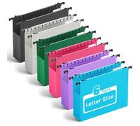 Ansook Lot de 6 dossiers suspendus en plastique de grande capacité, pochette accordéon extensible de 5,1 cm avec joint noir, très résistant pour armoire de classement, organiseur de dossiers à