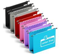Ansook Lot de 6 dossiers suspendus extensibles en plastique - Format lettre - Capacité supplémentaire - Extension de 5,1 cm - Onglets insérables - Pour bureau, école et la maison - Couleurs assorties