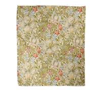 Ansouyi William Morris Lily Couverture décorative en Flanelle Chaude, Douce et Confortable pour lit, canapé, Sofa et Chaise, Toutes Saisons, 203,2 x 152,4 cm