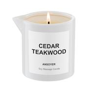 ANSOYER Bougie de Massage - Hydratant et nourrissant pour SPA à domicile - Amazing cadeau pour femmes & hommes - 230g. Massage Sensuel (Cèdre et Tek)