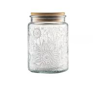 ANSQU Bocal en verre vintage de 700 ml avec couvercle en bambou pour comptoir de cuisine, garde-manger, bocal décoratif pour café, thé, sucre, biscuits, bonbons