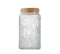 ANSQU Bocal vintage en verre avec couvercle, 1000 ml, bocal décoratif pour la maison, la cuisine, le garde-manger, joli bocal pour café, thé, bonbons, biscuits, sucre