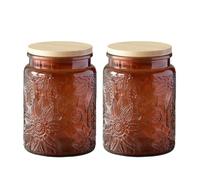 ANSQU Lot de 2 bocaux de rangement vintage en verre de 700 ml avec couvercles, récipient à café pour café moulu, pot Mason pouvant contenir des grains de café, du thé, du sucre, des sels de bain et