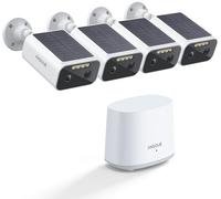 ANSQUE 2K 3MP Camera Surveillance WiFi Exterieure sans Fil Solaire - Batterie 365 Jours, Kit 4 Cam + Home Station, 32 Go Stockage Local sans Abonnement, AI Détection Humaine, Vision Nocturne Couleur