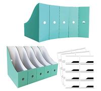 ANSSDO Lot de 12 porte-revues en carton bleu sarcelle, porte-revues de qualité supérieure pour bureau, organiseur de fichiers pliable pour magazines ou dossiers pour bureau ou école