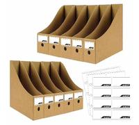 ANSSDO Lot de 12 porte-revues en carton marron de qualité supérieure pour magazines, magazines, magazines ou dossiers de bureau