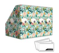 ANSSDO Lot de 6 porte-revues en carton - Organiseur de fichiers de magazines de qualité supérieure, grande boîte de rangement pour livres ou porte-dossiers pour bureau, motif floral bleu sarcelle