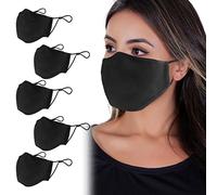 ANSTA Lot de 5 masques en tissu réutilisables en tissu de haute qualité lavables avec passants confortables respirants, réutilisables en coton pour unisexe