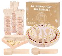 Anstore 200 Rose Vaisselle de Fête Réutilisable,Assiettes en Carton Set de Couverts,Vaisselle en Papier Cuillère Fourchette Couteau Gobelet Serviettes Papier pour Anniversaire,Mariage,25 Invités