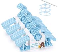 Anstore 20pcs Cintres en Plastique pour Enfants, 29-37cm Cintres bébé Extensible, Antidérapants Cintres Bébés pour économiser de l'espace, Cintres Enfant Bébés pour Vêtements d'enfants (Bleu)