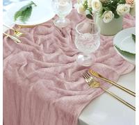 Anstore Chemin de Table en Étamine, 80x300cm, Rose Pâle, Bohémien, Synthétique