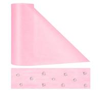 Anstore Chemin de Table Non Tissé Ruban de Table, Chemin Table Rose 23cmx30m, Courroie Décoration de Table Elégante avec 150 Coeurs Décoratifs pour Fêtes, Mariage, Baptême, Communion, Anniversaire