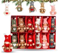 Anstore GNOME de Noel, 12 Pendentifs de Noël en Feutre et Tissu avec Crochet de Suspension Décoration Scandinave Parfait Lutin de Noël et Décoration de Noel, Cadeaux de Noel pour Enfants et Adultes