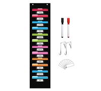 ANSTROUT Tableau de poche de rangement à 12 poches avec 12 poches pour étiquettes nominatives, organiseur mural pour dossiers de fichiers avec 2 marqueurs noirs effaçables à sec, organisez vos