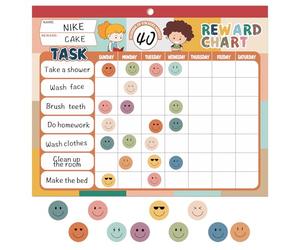 ANSTROUT Tableau de récompense de style bohème pour enfants avec 32 tableaux de corvées, système de tableau de comportement magnétique pour motiver la responsabilité et les bonnes habitudes, 2280