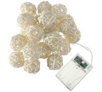 ansu Guirlande lumineuse à 20 LED en rotin pour décoration de maison, de jardin, de fête de mariage, de Noël (blanc chaud)
