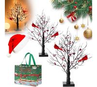 Ansurely Cardinal Tree, 2025 New Vintage Glowing Tree with Cardinals, Retro, Built-in LED Lights, for Christmas Decorations and Seasonal Displays (2)