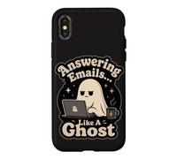 Answering Emails Ghost Office Humour Remote Work Laptop Coque pour iPhone X/XS