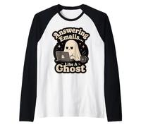 Answering Emails Ghost Office Humour Remote Work Laptop Manche Raglan