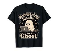 Answering Emails Ghost Office Humour Remote Work Laptop T-Shirt