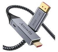 Answin Câble HDMI bidirectionnel vers DisplayPort, adaptateur 4K 60 Hz pour PS5, Xbox, PC, ordinateur portable, moniteur, TV, HDMI vers DP et DisplayPort vers HDMI - 3 m