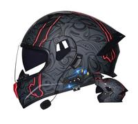 ANSWXQDR Casque intégral Visage Moto, Casque Moto hypoallergénique et Confortable, modulaire Casque Moto intégrée Double visière Adultes Hommes Femmes cyclomoteur Casque,XXL=63-64cm