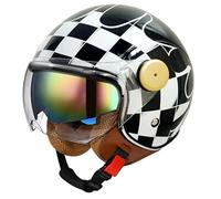 ANSWXQDR Casque intégral Visage Moto, Casque Moto hypoallergénique et Confortable, modulaire Casque Moto intégrée Double visière Adultes Hommes Femmes cyclomoteur Casque,A-L=59-60cm