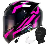 ANSWXQDR Casque intégral Visage Moto, Casque Moto hypoallergénique et Confortable, modulaire Casque Moto intégrée Double visière Adultes Hommes Femmes cyclomoteur Casque,B- XXL=63-64cm