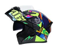 ANSWXQDR Casque intégral Visage Moto, Casque Moto hypoallergénique et Confortable, modulaire Casque Moto intégrée Double visière Adultes Hommes Femmes cyclomoteur Casque,B-M=57-58cm