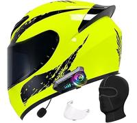 ANSWXQDR Casque intégral Visage Moto, Casque Moto hypoallergénique et Confortable, modulaire Casque Moto intégrée Double visière Adultes Hommes Femmes cyclomoteur Casque,A-S=55-56cm