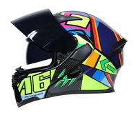ANSWXQDR Casque intégral Visage Moto, Casque Moto hypoallergénique et Confortable, modulaire Casque Moto intégrée Double visière Adultes Hommes Femmes cyclomoteur Casque,A-M=57-58cm