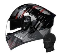 ANSWXQDR Casque intégral Visage Moto, Casque Moto hypoallergénique et Confortable, modulaire Casque Moto intégrée Double visière Adultes Hommes Femmes cyclomoteur Casque,A-XL=61-62cm