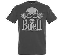 Ant Buell American Motorcycles | Skull Piston | T-Shirt | Neu | S M L XL XXL 3XL Men's Round Neck Short Sleeves Cotton T-Shirt
