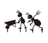 Ant Garden Stakes - Fourmis qui travaillent | En métal noir 2