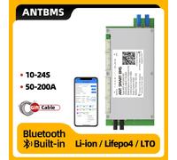 ANT Smart BMS 10-24S LiFePo4 Li-ion LTO scooter batterie 50A-220A chargeur vélo bms module e-scooter 60V 72V 100mA Balance intelligente 2.8Inch BT LCD