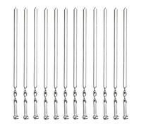 Antallcky Lot de 12 brochettes Kabob en acier inoxydable pour barbecue, brochettes robustes, larges, réutilisables avec poignée à anneau antidérapant, idéales pour shish, kebab, poulet, crevettes et