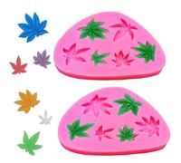 Antallcky Lot de 2 moules en silicone en forme de feuille de marijuana pour décoration de gâteau, chocolat, bonbons, argile polymère, biscuits, sucre, projets d'artisanat - Rose