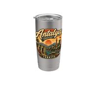 Antalya Turquie Vintage Riviera Turque Voyage Antalya Gobelet isotherme en acier inoxydable double paroi