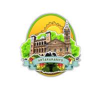 Antananarivo Madagascar Aimant de réfrigérateur en bois mignon 3D City Voyage Souvenirs Artisanat Fait à la main Autocollants de réfrigérateur Maison Tableau blanc Décor Collection Cadeau